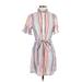 Blue Rain Casual Dress - Shirtdress: Pink Stripes Dresses - Women's Size Small