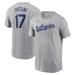 Men's Nike Shohei Ohtani Gray Los Angeles Dodgers 2024 Fuse Name & Number T-Shirt