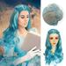 KIHOUT Deals Women s Wigs Long Curly Hair Blue High Temperature Silk Wig Alien Blue Braid Middle Roll Hair Wig For Children