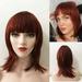SUCS Auburn Dark Red Wig 16 Inches Medium Length Straight Layered Wigs with Fringe Bangs Synthetic Heat Resistant Wigs for Women Daily Party
