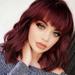 SUCS Wine Red Wig Red Wig with Bangs Red Wig for Women Girls Short Curly Wavy Bob Wig Synthetic Wigs with Wig Cap