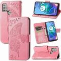 Wallet Case for Motorola Moto G10/MOTO G30 3D Butterfly Embossing Slim Flip PU Leather Phone Case Magnetic Closure Credit Card Slots Holder Cover for Motorola Moto G30/MOTO G10 HZD Pink