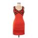 Courage. b Casual Dress - Bodycon V-Neck Sleeveless: Orange Solid Dresses - Women's Size 6