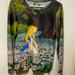 Disney Tops | Disney Alice In Wonderland Daisies Women Long Sleeve Shirt/ Top Sz L | Color: Green/Orange | Size: L