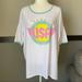 Lularoe Tops | Lularoe Grafic T-Shirt Short Sleeve Size M Plus Size 18 Usa Blouson Tunic | Color: White/Yellow | Size: 18