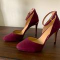 Michael Kors Shoes | Michael Kors Suede Ankle Strap Stilettos In Wine | Color: Gold | Size: 8