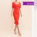Anthropologie Dresses | Cooper Street Red Hailey Square-Neck Midi Sheath Dress Size 4 | Color: Red | Size: 4