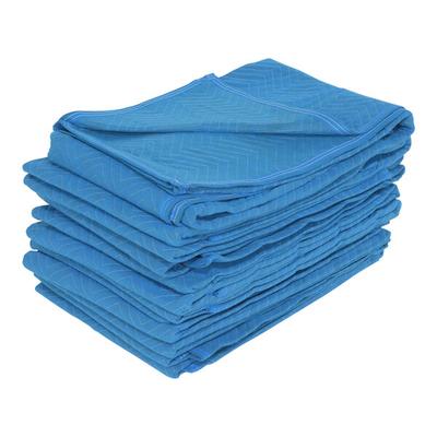 Vestil 72" x 80" Standard Blue Quilted Fabric Moving Blanket QPC-7280-DP-12PK - 12/Case