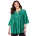 Plus Size Women's GEORGETTE PINTUCK BLOUSE by Catherines in Clover Green Dot (Size 1XWP)