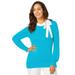 Plus Size Women's Tie-Neck Sweater by Jessica London in Ocean (Size 26/28)