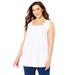 Plus Size Women's Square-Neck Lace Trim Tank by Catherines in White (Size 6X)