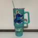 Disney Dining | Disney Stitch Stainless Steel Tumbler With Handle & Straw-40 Oz. Nwt | Color: Blue/Green | Size: Os