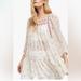 Free People Tops | Free People Women’s Boho Tiered Long Sleeve Metallic Detail Blouse Tunic | Color: Cream/Gold | Size: S/M