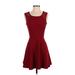 Deb Casual Dress - Party Scoop Neck Sleeveless: Burgundy Print Dresses - Women's Size Small
