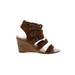 Crown Vintage Heels: Strappy Wedge Boho Chic Brown Solid Shoes - Women's Size 10 - Open Toe