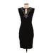 London Dress Company Cocktail Dress - Sheath Crew Neck Sleeveless: Black Print Dresses - Women's Size 6