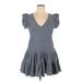 Jill Jill Stuart Casual Dress - Mini V Neck Short sleeves: Gray Dresses - Women's Size X-Large