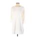 Uniqlo Casual Dress - Shift Crew Neck 3/4 sleeves: Ivory Solid Dresses - Women's Size Small