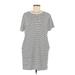 Cotton Emporium Casual Dress - Mini Crew Neck Short sleeves: Gray Color Block Dresses - Women's Size Medium