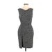 Ann Taylor Casual Dress - Sheath V-Neck Sleeveless: Gray Dresses - Women's Size Large Petite