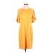 a.n.a. A New Approach Casual Dress - Shift Crew Neck Short sleeves: Yellow Print Dresses - Women's Size Small