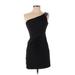 La Femme Cocktail Dress - Party One Shoulder Sleeveless: Black Solid Dresses - Women's Size 2