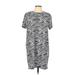 Lea & Viola Casual Dress - Mini Crew Neck Short sleeves: White Zebra Print Dresses - Women's Size Large