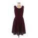 Le Lis Casual Dress - A-Line: Burgundy Grid Dresses - Women's Size Medium