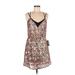 Adelyn Rae Cocktail Dress - Mini Plunge Sleeveless: Brown Dresses - Women's Size Medium