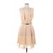 H&M Casual Dress - A-Line Scoop Neck Sleeveless: Tan Print Dresses - Women's Size 12