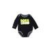 Nike Long Sleeve Onesie: Black Graphic Bottoms - Size 3 Month