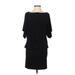 White House Black Market Casual Dress Boatneck Short sleeves: Black Solid Dresses - Women's Size X-Small