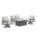 Winston Stanford Cushion 4-Pc Set w/ 2 Swivel Chairs, Loveseat, & Rectangle Fire Outdoor Table Metal/Rust - Resistant Metal in Gray | Wayfair