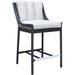 Alfresco Home Milou 24" Patio Bar Stool w/ Cushion in Black/Brown/Gray | 38 H x 21.75 W x 23.75 D in | Wayfair 40-999-1722