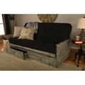 Anders Full 79" Wide Tufted Back Futon & Mattress w/ Storage Wood/Solid Wood in Gray/Black Laurel Foundry Modern Farmhouse® | Wayfair