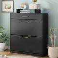 Latitude Run® Chryses 40.5561" Wide 1 - Drawer Storage Cabinet Plastic in Black | 21.8439 H x 40.5561 W x 7.41 D in | Wayfair