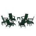 Beachcrest Home™ Laprade 12 Piece Modern Poly Folding Adirondack Chair w/ Ottoman & Outdoor Side Table Plastic in Green | Wayfair