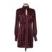 Ronny Kobo Casual Dress - Mini Plunge Long sleeves: Burgundy Dresses - Women's Size 8