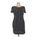 Karl Lagerfeld Casual Dress - Sheath Crew Neck Short sleeves: Gray Dresses - Women's Size 14