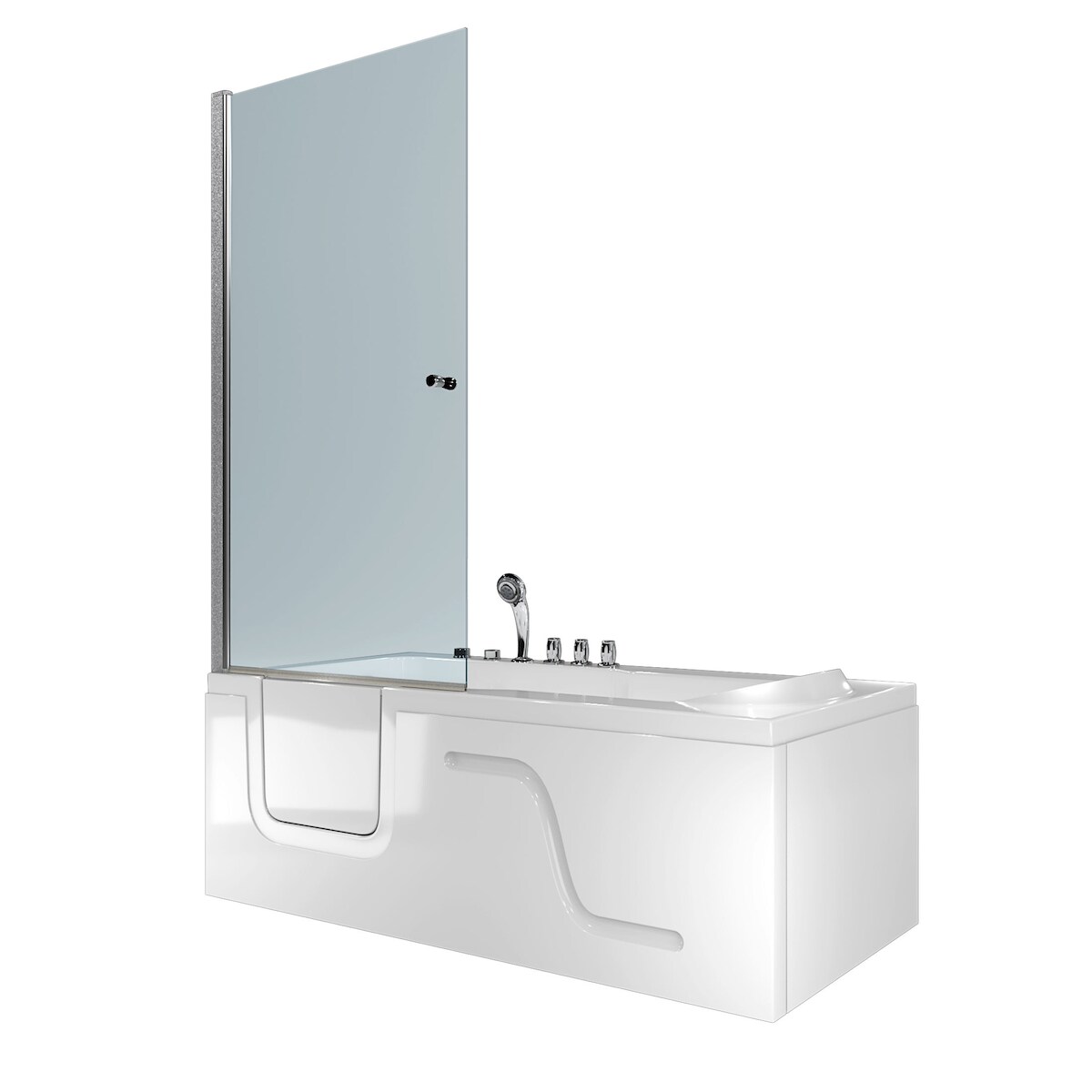 AcquaVapore Seniorendusche Kombi Duschkabine Whirlpool Seniorenwanne mit Tür S17D-TH-WP-R-EC 75x150 cm Image