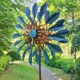 Metall Eisen blau Blatt Windmühle doppelseitig rotierende Ornamente Hof Outdoor Garten Dekoration
