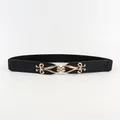 Women belt Elastic Waistband Thin Stretch Wrap Buckle Waist Belt Elegant Cummerbunds Fashion Leaf