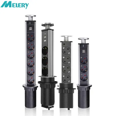 Melery Table Socket Pop Up Pull Power Point Deutschland Socket Typ-C USB-Ladegerät Tabletop EU Electrical Plug Outlets Office Kitchen