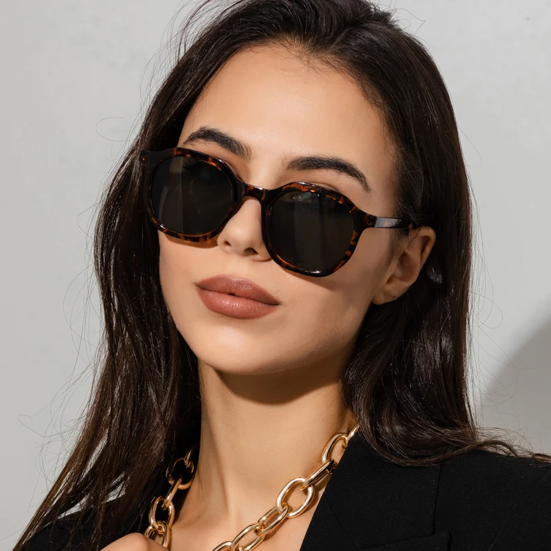 Trendy Oval Sonnenbrille Frauen Vintage Marke Designer Grün Leopard Sonnenbrille Weibliche Kleine Beliebte Brillen Brillen Shades