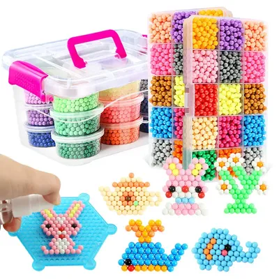 300 stücke DIY Wasser Spray Perlen 36 Farben Nachfüllen Perlen Puzzle Kristall Set Ball Spiel 3D Image