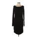 Express Casual Dress - Sheath Crew Neck Long sleeves: Black Solid Dresses - New - Women's Size Large