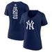 Women's Fanatics Branded Juan Soto Navy New York Yankees Playmaker Name & Number V-Neck T-Shirt