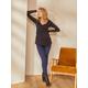 Slim Leg Maternity Jeans with Seamless Belly-Wrap dark blue