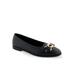 Wide Width Women's Bia Casual Flat by Aerosoles in Black Leather (Size 9 W)