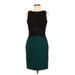 Donna Ricco Casual Dress - Sheath High Neck Sleeveless: Black Color Block Dresses - Women's Size 6